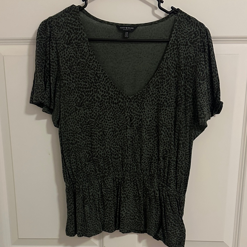 Lucky Brand Leopard Print V-Neck Blouse